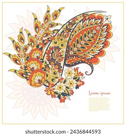 In: Turkish Cucumber Paisley. Vektormuster im traditionellen orientalischen Stil mit Blumen, Blättern und Fantasy-Elementen. 