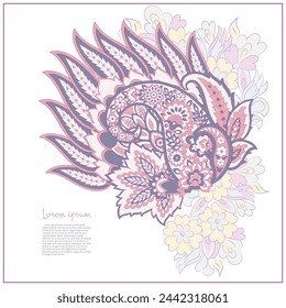 Paisley de pepino turco. Vector patrón en estilo oriental tradicional con flores, hojas y elementos de fantasía. 