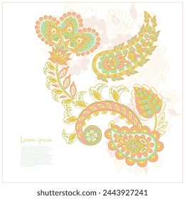 In: Turkish Cucumber Paisley. Vektorgrafik im orientalischen Stil mit Blumen, Blättern und Fantasy-Elementen.