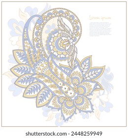 Turkish Cucumber Paisley. Vector pattern in traditional oriental style with flowers, leaves and fantasy elements.