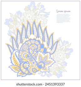 Turkish Cucumber Paisley. Vector pattern in traditional oriental style with flowers, leaves and fantasy elements. 