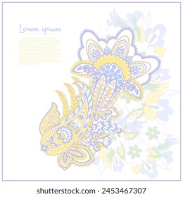 Turkish Cucumber Paisley. Vector pattern in traditional oriental style with flowers, leaves and fantasy elements.