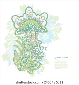 Turkish Cucumber Paisley. Vector pattern in traditional oriental style with flowers, leaves and fantasy elements.