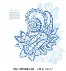 Turkish Cucumber Paisley. Vector pattern in traditional oriental style with flowers, leaves and fantasy elements.