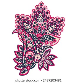 In: Turkish Cucumber Paisley. Vektorgrafik im orientalischen Stil mit Blumen, Blättern und Fantasy-Elementen. 