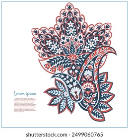 Türkische Gurke Paisley. Vektormuster im traditionellen orientalischen Stil mit Blumen, Blättern und Fantasy-Elementen. 