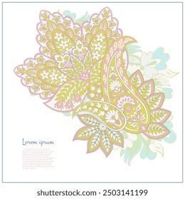 Türkische Gurke Paisley. Vektormuster im traditionellen orientalischen Stil mit Blumen, Blättern und Fantasy-Elementen. 