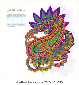 Turkish Cucumber Paisley. Vector pattern in traditional oriental style with flowers, leaves and fantasy elements. 