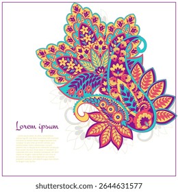 Turkish Cucumber Paisley. Vector pattern in traditional oriental style with flowers, leaves and fantasy elements.