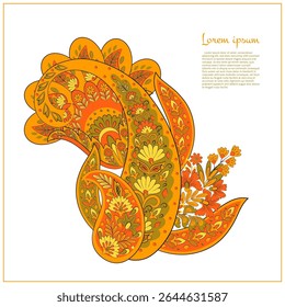 Turkish Cucumber Paisley. Vector pattern in traditional oriental style with flowers, leaves and fantasy elements. 