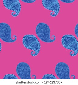 Turkish cucumber pattern in classic style. Traditional motif. Abstract retro texture. Vintage print