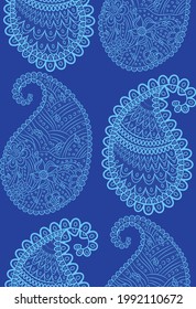 Turkish cucumber pattern in classic style. Traditional motif. Abstract retro texture. Vintage print