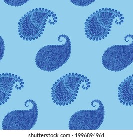 Turkish cucumber pattern in classic style. Traditional motif. Abstract retro texture. Vintage print