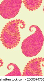 Turkish cucumber pattern in classic style. Traditional motif. Abstract retro texture. Vintage print