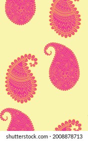 Turkish cucumber pattern in classic style. Traditional motif. Abstract retro texture. Vintage print