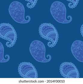 Turkish cucumber pattern in classic style. Traditional motif. Abstract retro texture. Vintage print