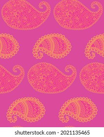 Turkish cucumber pattern in classic style. Traditional motif. Abstract retro texture. Vintage print
