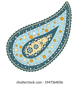 Turkish cucumber print. Vector paisley cucumber illustration. Zentangle isolated on white.