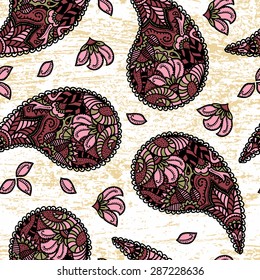Turkish cucumber. Seamless vector illustration. Restored vintage background. Color. Drawing by hand.