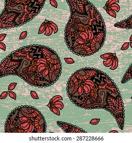 Turkish cucumber. Seamless vector illustration. Restored vintage background. Color drawing by hand.