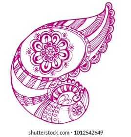 Turkish cucumber , traditional ornament, vector illustration , element pink on a white background