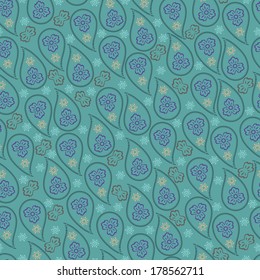 Turkish cucumbers.Seamless ornament for fabrics,Wallpaper,background.Orient traditional ornament. Oriental motif.Male design,men colors.Vector illustration