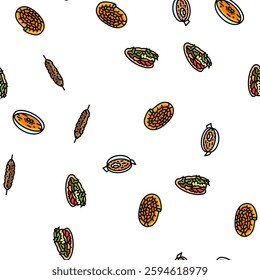 turkish cuisine food meal vector seamless pattern thin line illustration