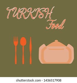 Turkish cuisine. Restaurant. Traditional kitchen.Vector.