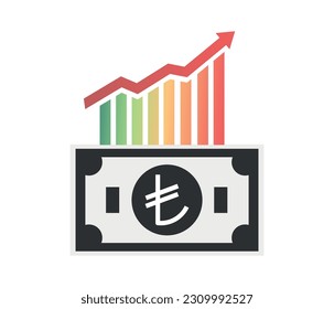 Turkish currency depreciates. Türkiye economic crisis. economy vector design.
