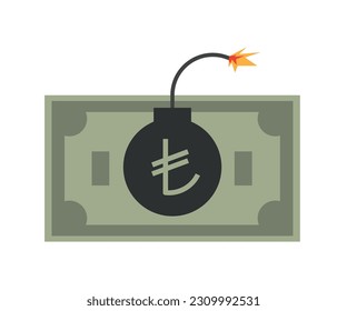 Turkish currency depreciates. Türkiye economic crisis. economy vector design.
