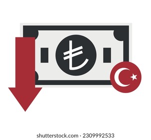 Turkish currency depreciates. Türkiye economic crisis. economy vector design.
