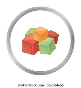 Turkish delight icon in cartoon style isolated on white background. Arab Emirates symbol stock vector illustration.