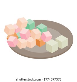 Turkish delight icon. Isometric illustration of turkish delight vector icon for web