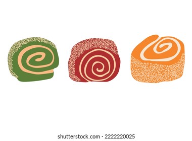 Turkish delight is an oriental sweetness. Vector stock illustration. Marmalade. Arabic dessert. Isolated on a white background.