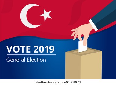 Turkish democracy political process selecting president or parliament member with election and referendum freedom to vote vector illustration
