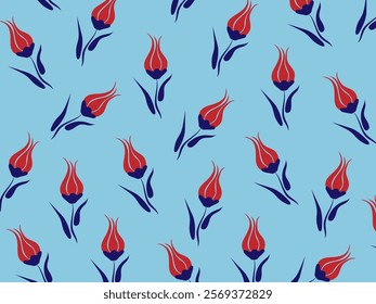 Turkish design tulip blue background.
