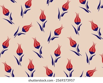 Turkish design tulip salmon pink background.