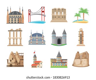 Turkish Detailed Style Set Icons Design, Turkey Culture Travel And Asia Theme Vector Illustration