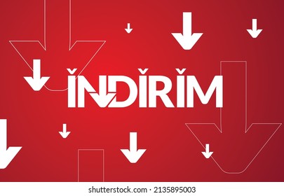 İndirim
Turkish discount text and white down arrows. Red background.