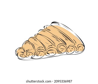 Turkish dish borek. Burek, pide, lavash. Traditional authentic Turkish cuisine. Doodle. Hand drawn. Vector illustration