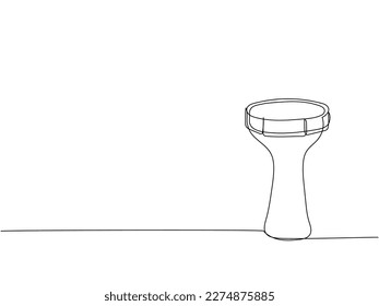 Turkish drum darbuka, Doumbek one line art. Continuous line drawing of sound, beat, folk, doumbek, egypt, reggae, bass, darbuka, music, african, percussion, djembe, bongo, musician, tribal, culture.