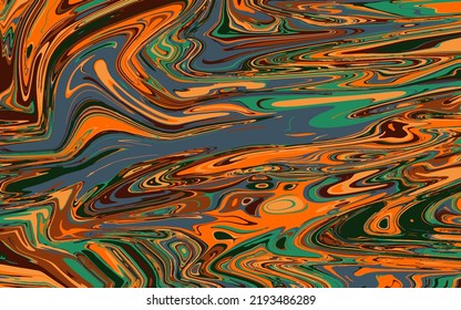 Turkish Ebru style wave squeezing on the water with colors. Stylish combination of luxury. Contemporary art marble liquid texture.