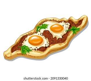 turkish egg-topped flatbread baked with minсe and eggs