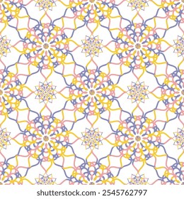 Turkish elegant flat mandala motif colorful seamless pattern with luxury floral ornament