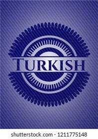 Turkish emblem with jean background