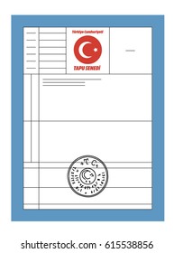 Turkish Estate Title Deed Flat Vector Design