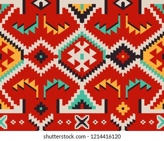 Turkish Ethnic Pattern. Seamless Tribal Background for Textile Design