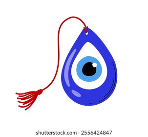 Turkish evil eye. Traditional turkish amulet with blue eye. Protection from evil spirits. Graphic element for website. Flat vector illustration isolated on white background