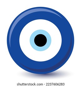 Turkish eye design. Vector illusration. Greek evil eye vector, symbol of protection. Glass Turkish eye Nazar Boncugu. Amulet, talisman from the evil eye