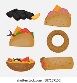 Turkish Fast food, Traditional mediterranean street food, Turkish cuisine vector